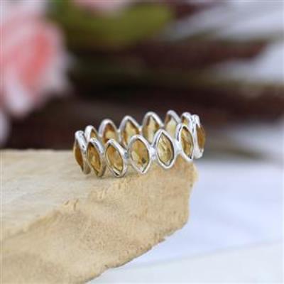 925 Sterling Silver Citrine Eternity Band Ring Jewelry