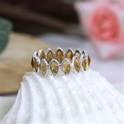 925 Sterling Silver Citrine Eternity Band Ring Jewelry