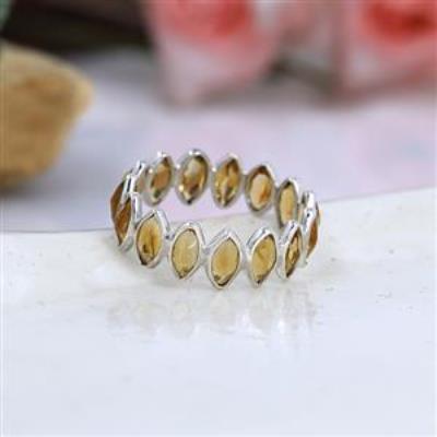 925 Sterling Silver Citrine Eternity Band Ring Jewelry