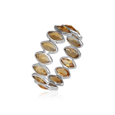 925 Sterling Silver Citrine Eternity Band Ring Jewelry