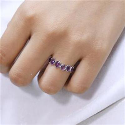 925 Sterling Silver Full Eternity Amethyst Band Ring Handmade Jewelry