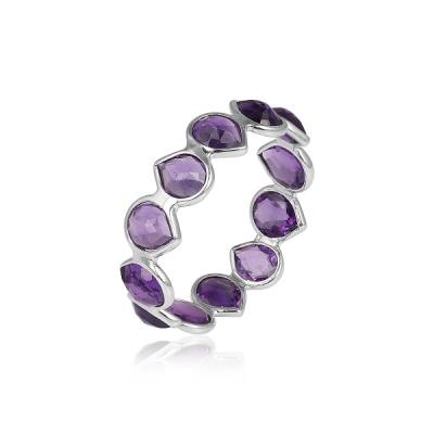 925 Sterling Silver Full Eternity Amethyst Band Ring Handmade Jewelry