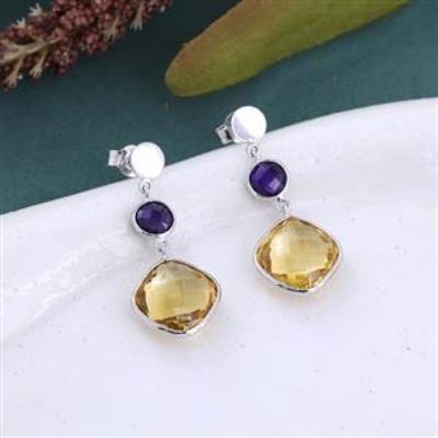 925 Sterling Silver Two Stone Handmade Dangle Earring Fine Jewelry Manufacturer