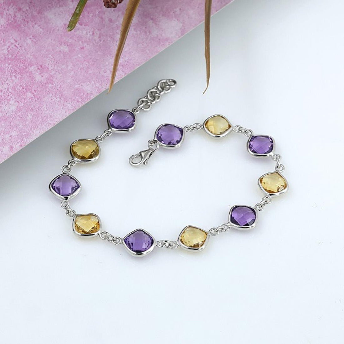 925 Sterling Silver Cushion Bracelet Handmade Fine Jewelry