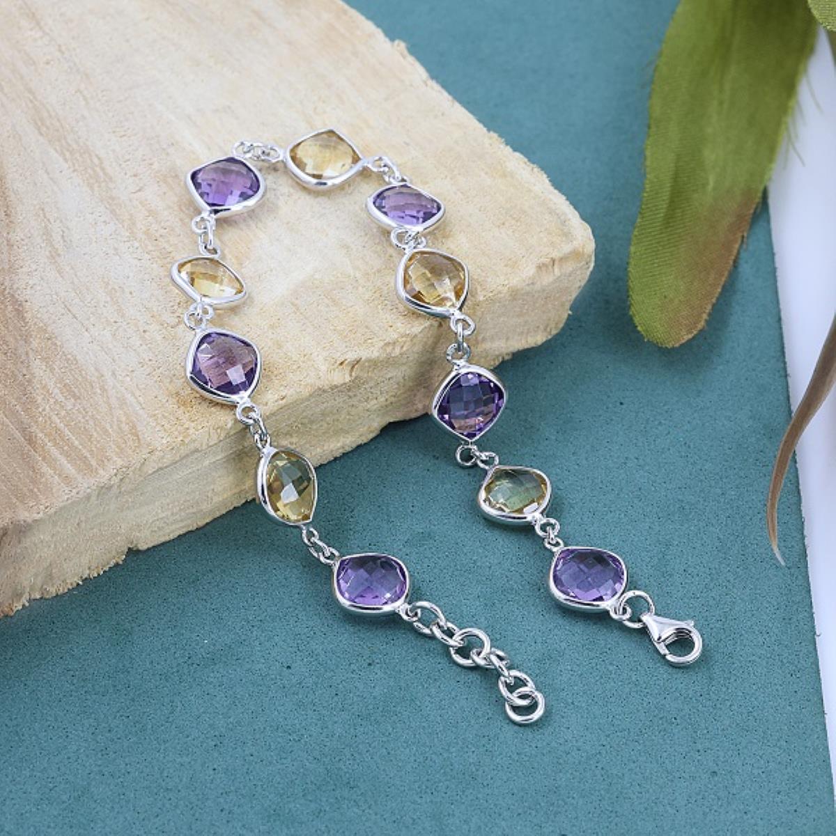 925 Sterling Silver Cushion Bracelet Handmade Fine Jewelry