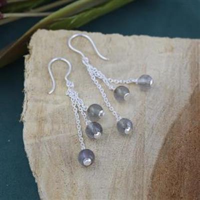 Blue Flash Labradorite Bead Drop Dangling Handmade Earring