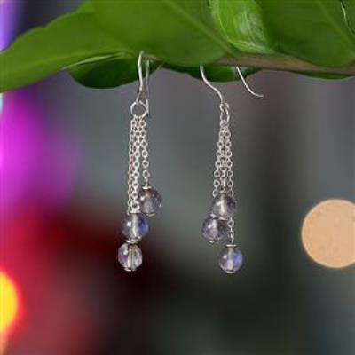 Blue Flash Labradorite Bead Drop Dangling Handmade Earring