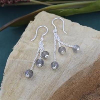 Blue Flash Labradorite Bead Drop Dangling Handmade Earring
