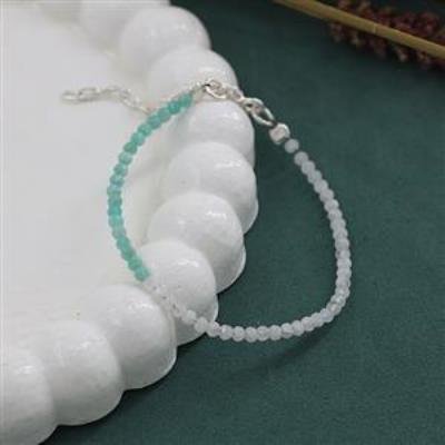 Unique Two Gemstone Handmade Beads Bracelet Fine Women Jewelry