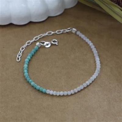 Unique Two Gemstone Handmade Beads Bracelet Fine Women Jewelry