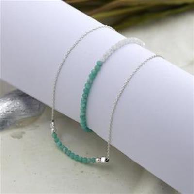 Unique Two Gemstone Handmade Beads Bracelet Fine Women Jewelry