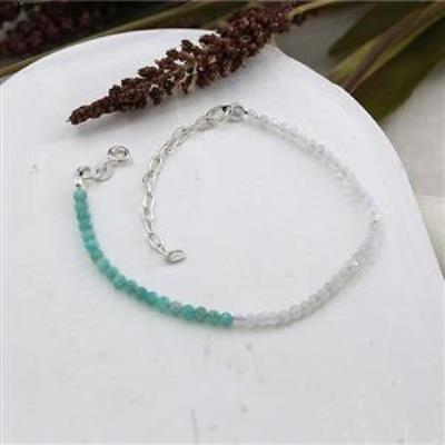 Unique Two Gemstone Handmade Beads Bracelet Fine Women Jewelry