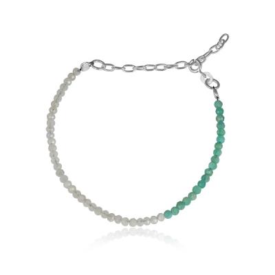 Unique Two Gemstone Handmade Beads Bracelet Fine Women Jewelry
