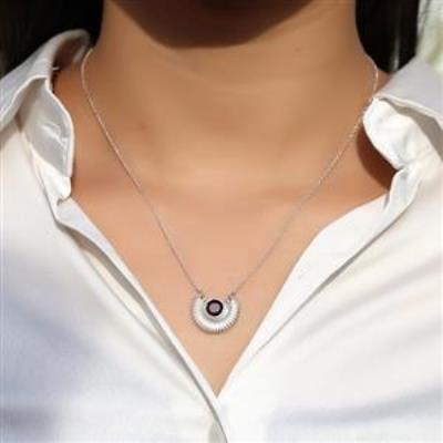 925 Sterling Silver Designer Red Garnet Gemstone Necklace Bulk Fine Jewellery