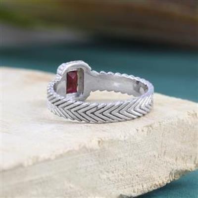925 Sterling Silver Textured Chevron Design Band Ring Handcrafted Birthstone Jewellery