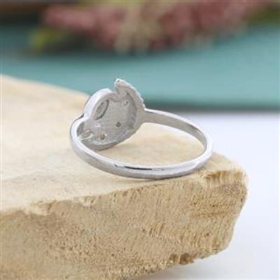 Minimalist Oval Moon Design Gemstone Handmade 925 Sterling Silver Ring Jewelry