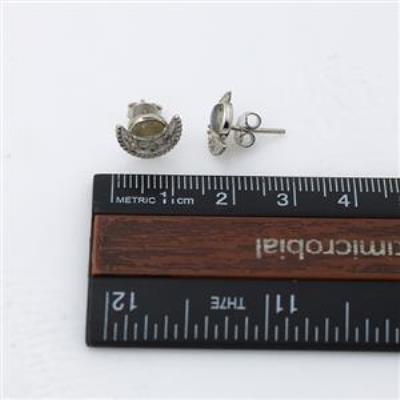 Half Moon Design Natural Labradorite 925 Sterling Silver Stud Earring