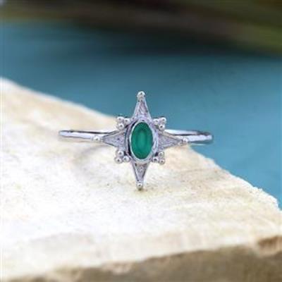 Sterling Silver North Star Handmade Oval Gemstone Band Ring Bulk Jewellery