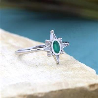 Sterling Silver North Star Handmade Oval Gemstone Band Ring Bulk Jewellery