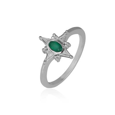 Sterling Silver North Star Handmade Oval Gemstone Band Ring Bulk Jewellery