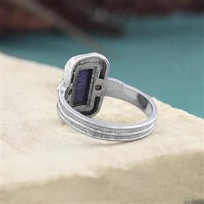925 Sterling Silver Natural Baguette Gemstone Boho Ring For Girls Fine Jewelry