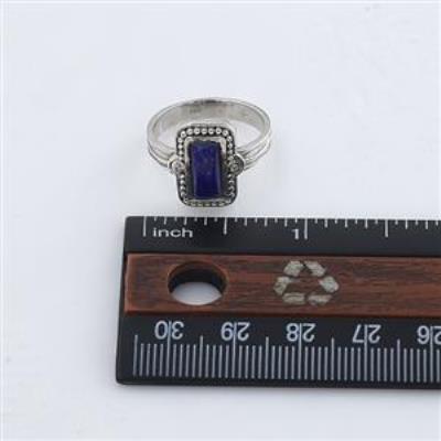 925 Sterling Silver Natural Baguette Gemstone Boho Ring For Girls Fine Jewelry