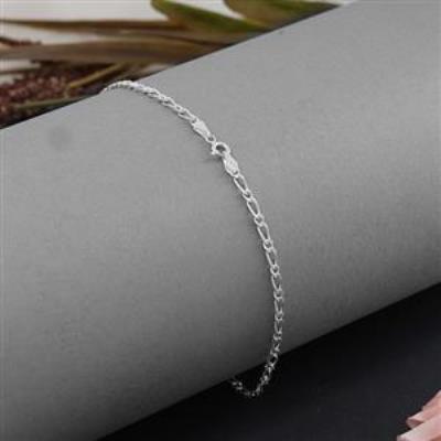 Pure 925 Sterling Silver Figaro Chain Fine Jewelry