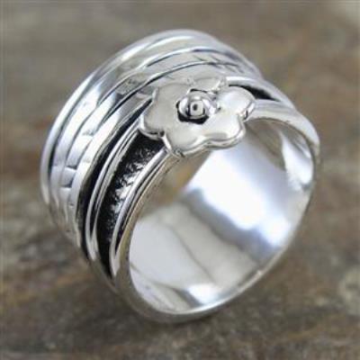 Floral Craft Sterling Silver Spinning Ring