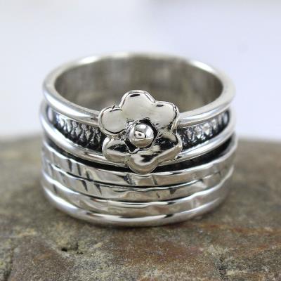 Floral Craft Sterling Silver Spinning Ring