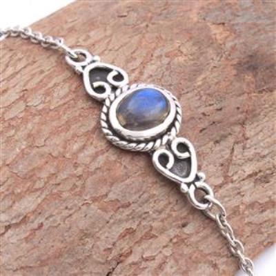 Labradorite Gemstone Sterling Silver Bracelet Handmade Fine