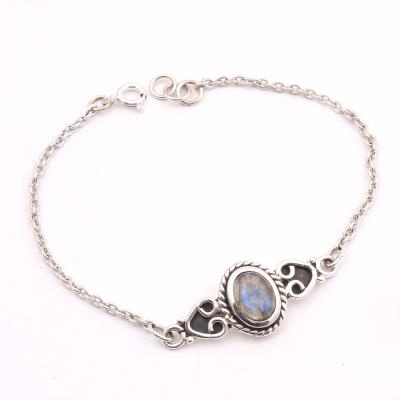 Labradorite Gemstone Sterling Silver Bracelet Handmade Fine
