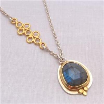 Labradorite Gemstone Gold Plated Silver Necklace