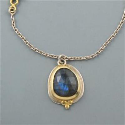 Labradorite Gemstone Gold Plated Silver Necklace