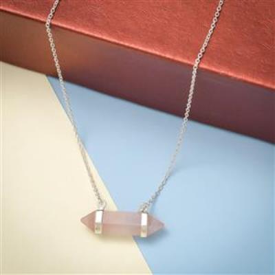 Healing Rose Quartz Crystal Silver Necklace
