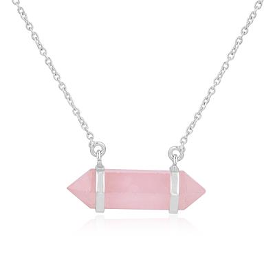 Healing Rose Quartz Crystal Silver Necklace