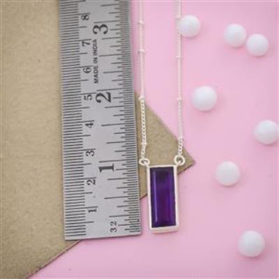 Amethyst Rectangluo Silver Necklace Jewelry