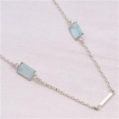 Aqua Chalcedony Sterling Silver Necklace