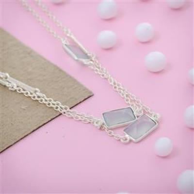 Aqua Chalcedony Sterling Silver Necklace