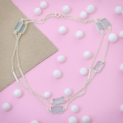 Aqua Chalcedony Sterling Silver Necklace
