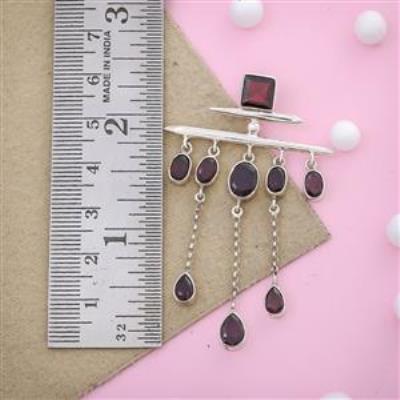 Red Garnet Gemstone Silver Jewelry Necklace