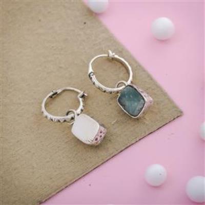 Sterling Silver Aquamarine Rough Gemstone Stud Earrings