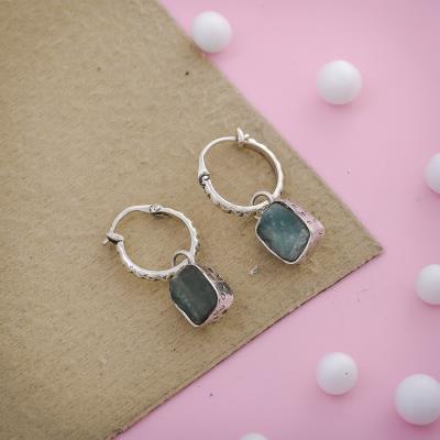 Sterling Silver Aquamarine Rough Gemstone Stud Earrings