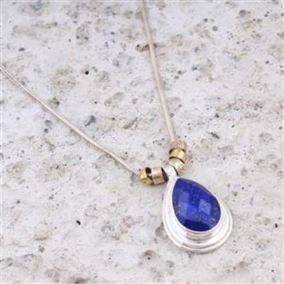 NATURAL LAPIS LAZULI STERLING SILVER NECKLACE