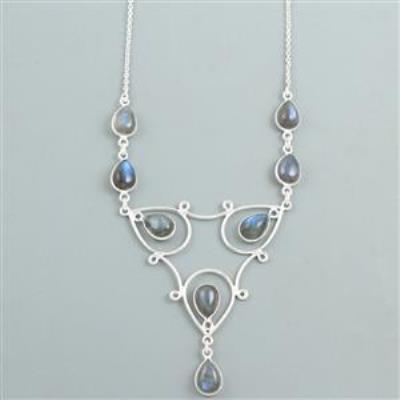 Labradorite Gemstone Silver Necklace Jewelry