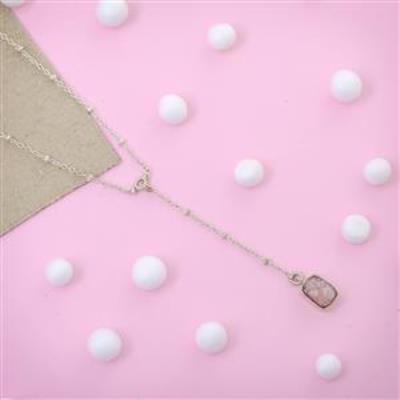 Rhodochrosite Sterling Silver Rough Gemstone Dainty Necklace