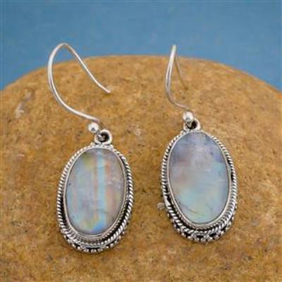 Handcrafted Moonstone 925 Silver Dangle Hook Earrings