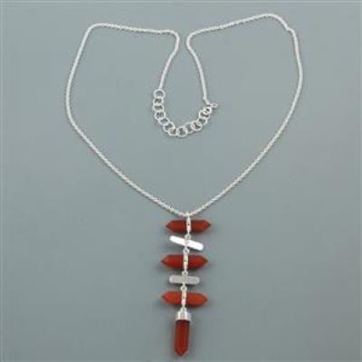 Pencil Quartz Carnelian Silver Necklace Jewelry