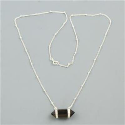 Pencil Quartz Smoky Gemstone Sterling Silver Necklace