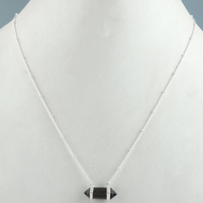 Pencil Quartz Smoky Gemstone Sterling Silver Necklace