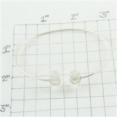 Healing Crystal Quartz Gemstone Sterling Silver Adjustable Bangle